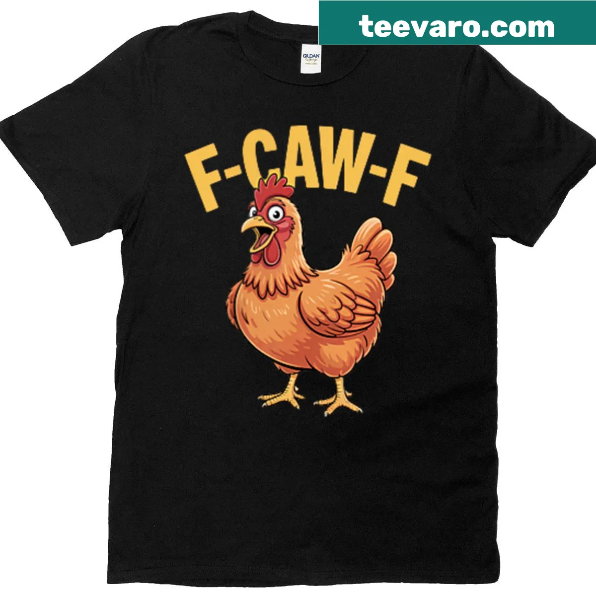 Funny t-shirt with the phrase 'F-caw-f' for coffee lovers — on a men's t-shirt