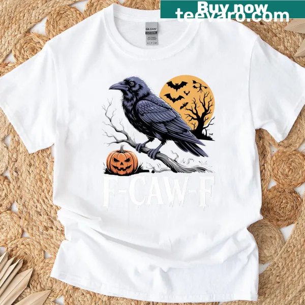 Typography design featuring a raven for Halloween-themed t-shirt