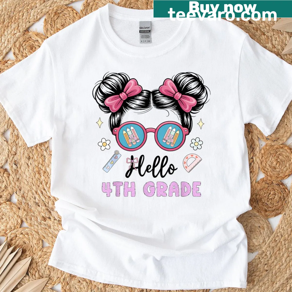 Cute T-shirt with a bow graphic for 4th grade girls — on a men's t-shirt
