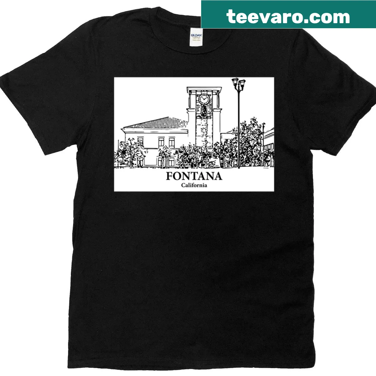 Vintage T-shirt celebrating Fontana, California. — on a men's t-shirt