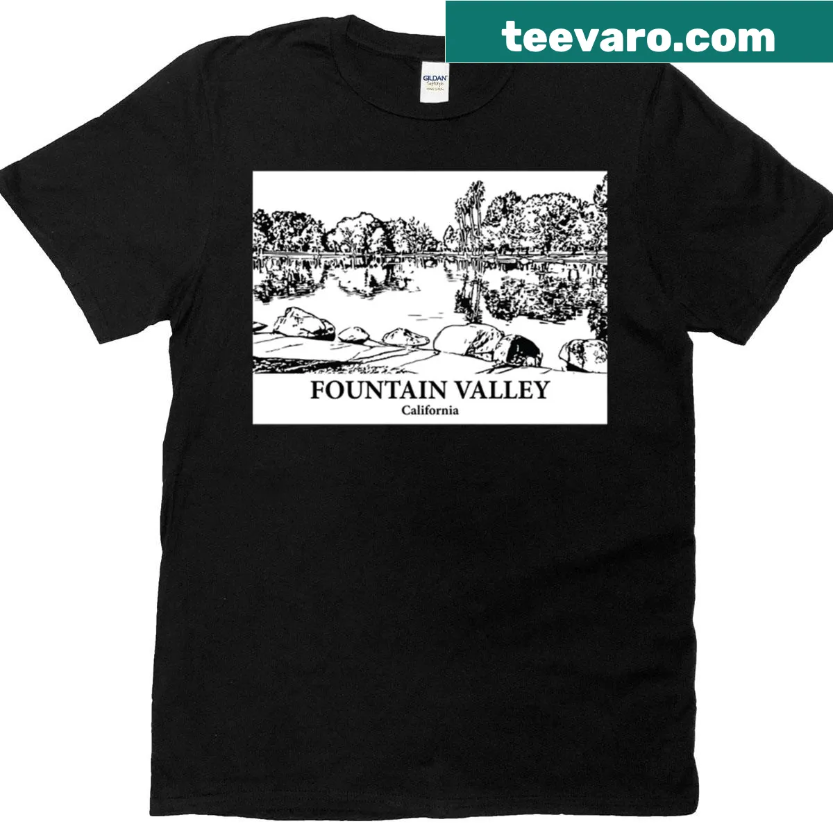 Vintage distressed Fountain Valley California T-shirt — on a men's t-shirt