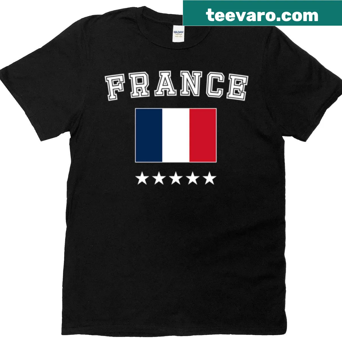 French flag design with name and stars on a T-shirt — on a men's t-shirt