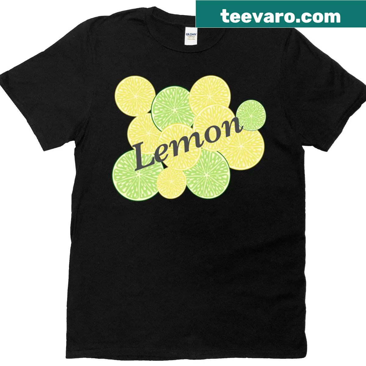 Citrus summer design t-shirt featuring illustrated lemon and lime slices. — on a men's t-shirt