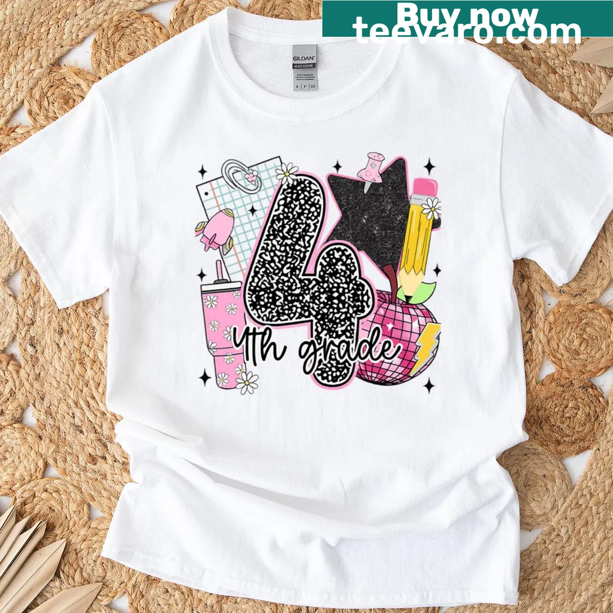 Back to School T-shirt with fun 4th grade design — on a men's t-shirt