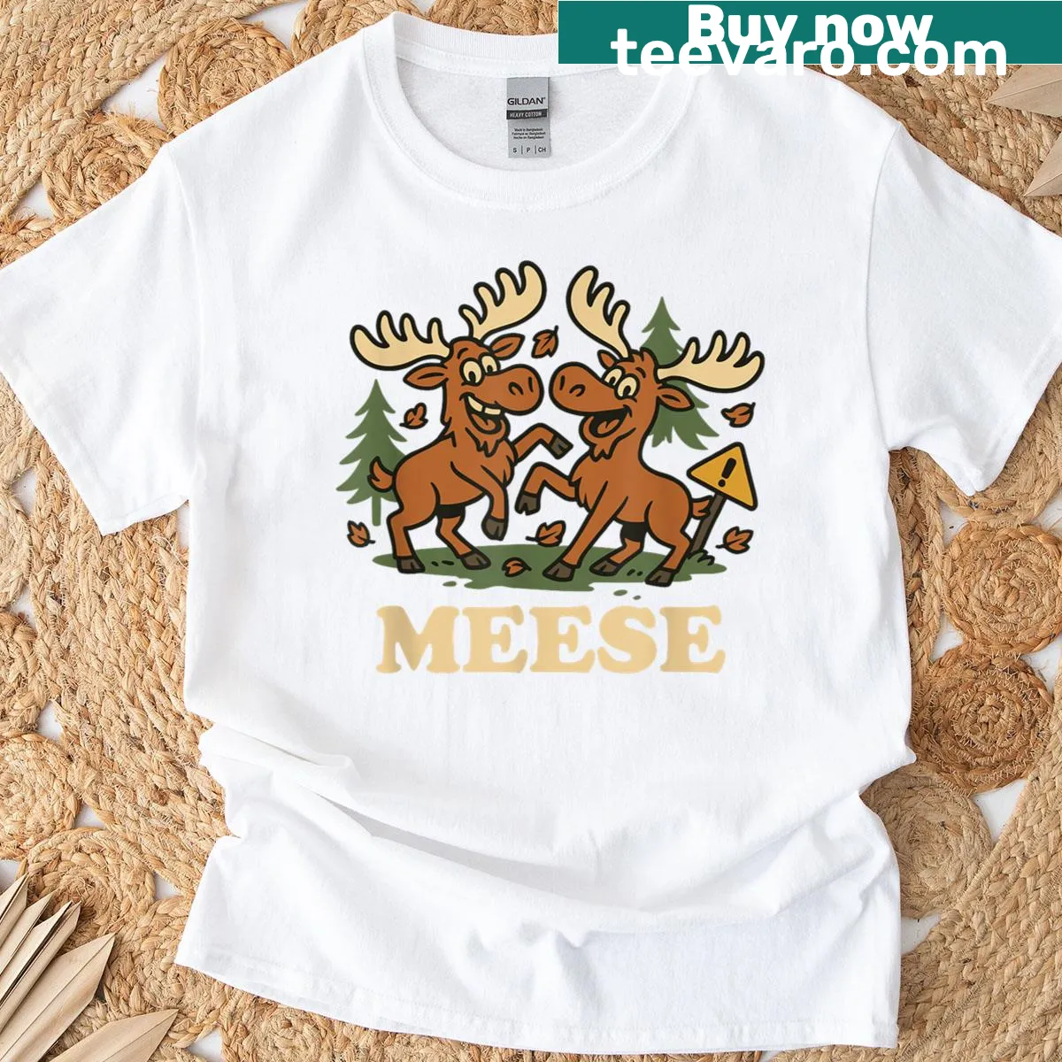 Funny moose pun T-shirt with humor for hunters — on a men's t-shirt