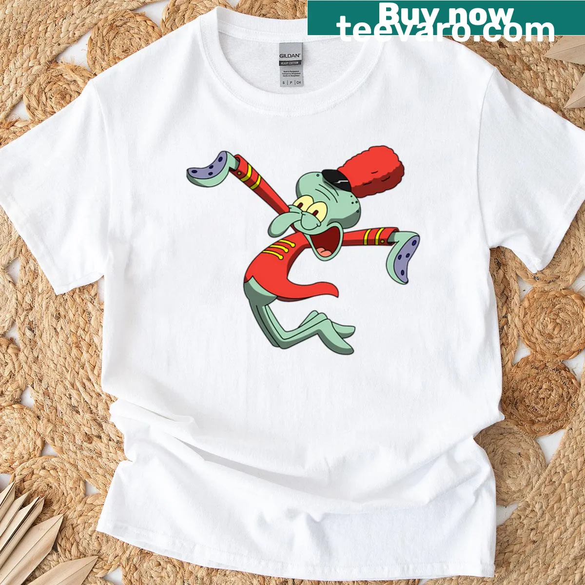 Squidward cartoon graphic T-shirt for music and band enthusiasts — on a men's t-shirt