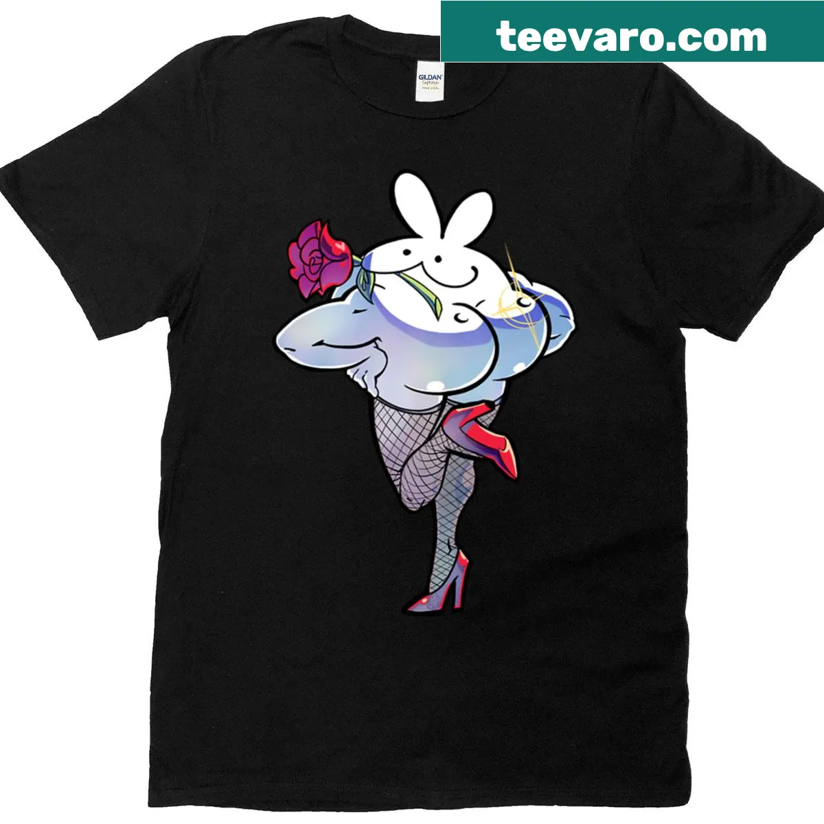 Cute T-shirt with 'Glam Bunny' text and adorable graphics — on a men's t-shirt