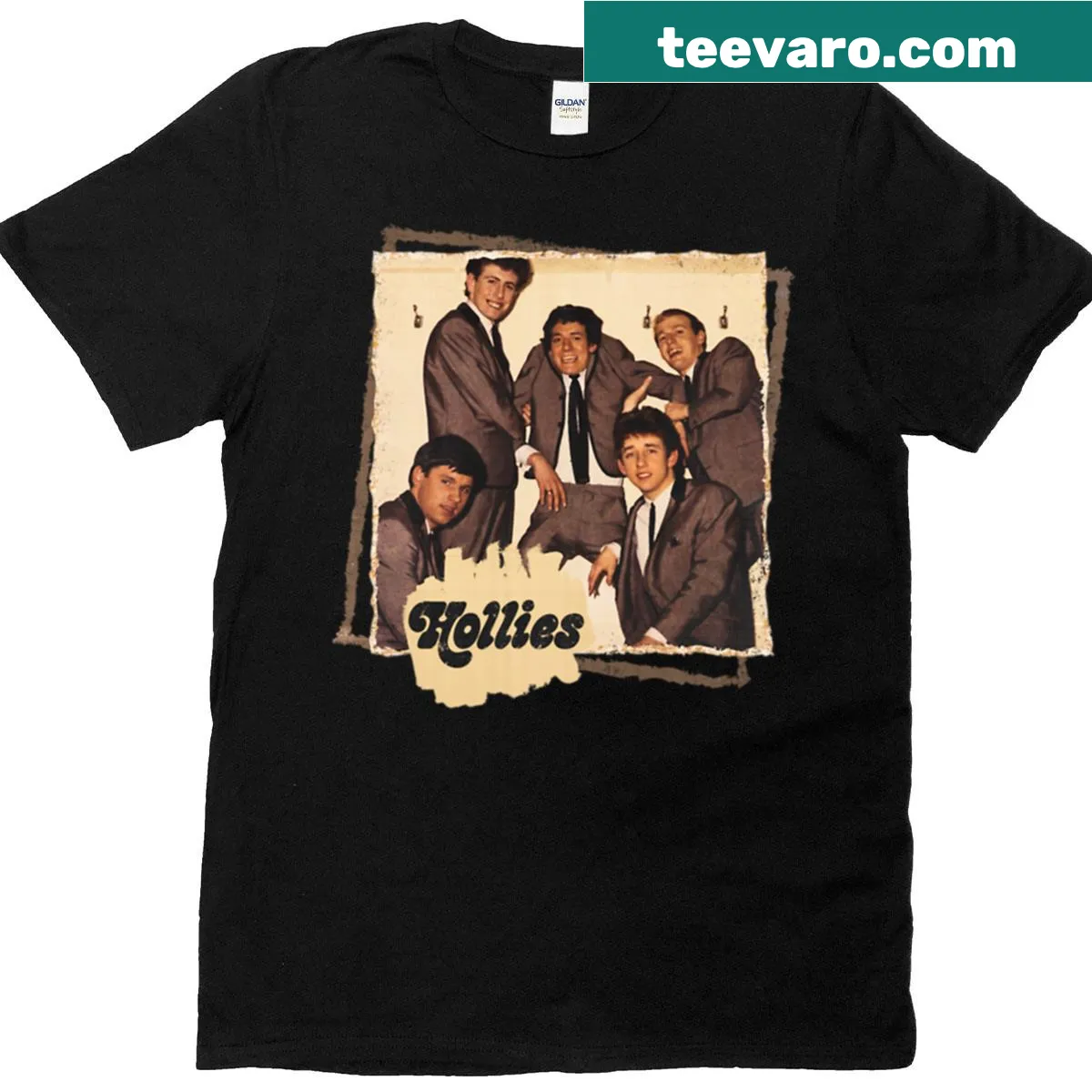 Golden Whispers t-shirt with uplifting typographic design — on a men's t-shirt