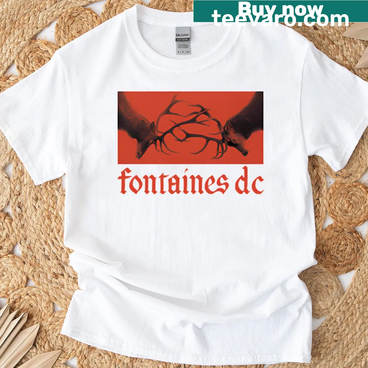 Guitar Parade t-shirt with an illustration of guitars in a marching band style — on a men's t-shirt