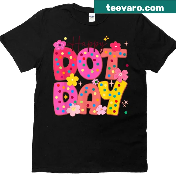 Colorful dots design for Dot Day 2025 on a t-shirt