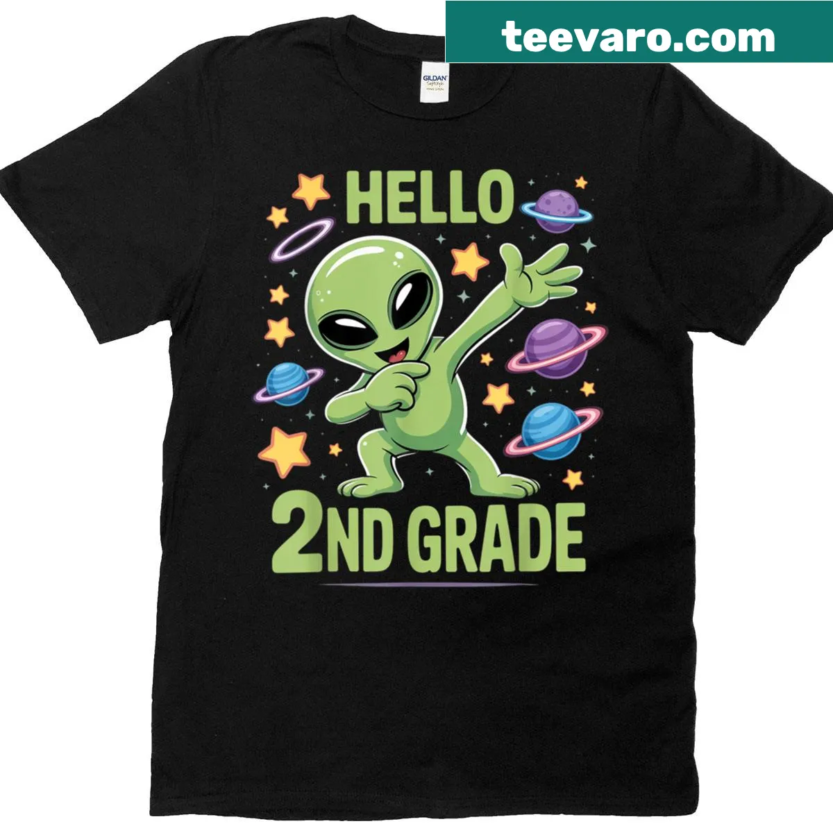Cute dabbing alien graphic on a t-shirt for 2nd grade — on a men's t-shirt