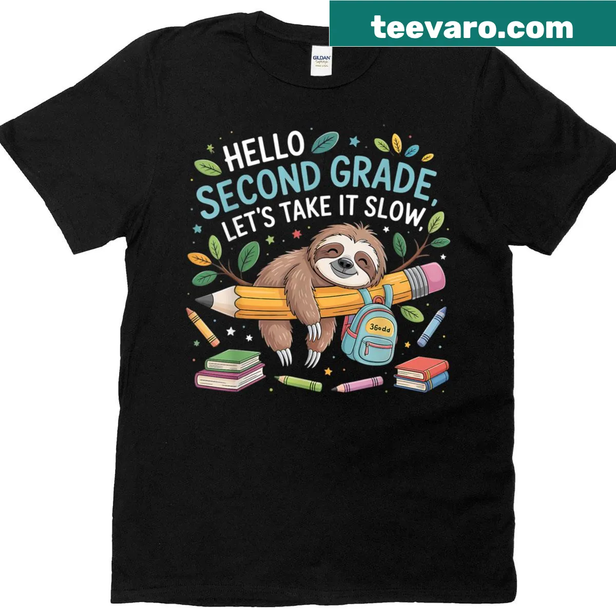 Funny sloth graphic T-shirt for second graders. — on a men's t-shirt