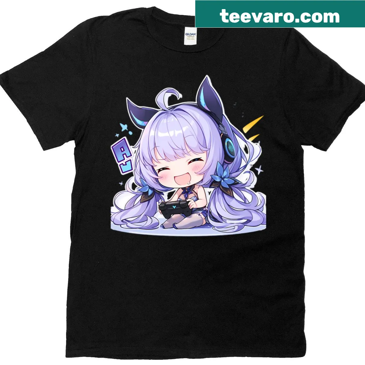 Chibi Azur Lane character T-shirt for gamers and anime fans — on a men's t-shirt