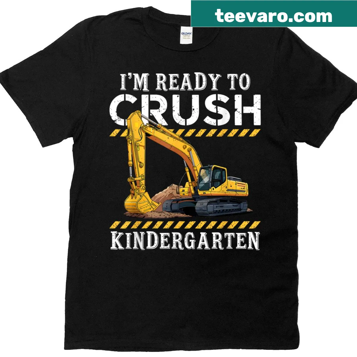 Excavator-themed T-shirt for kids ready for kindergarten — on a men's t-shirt