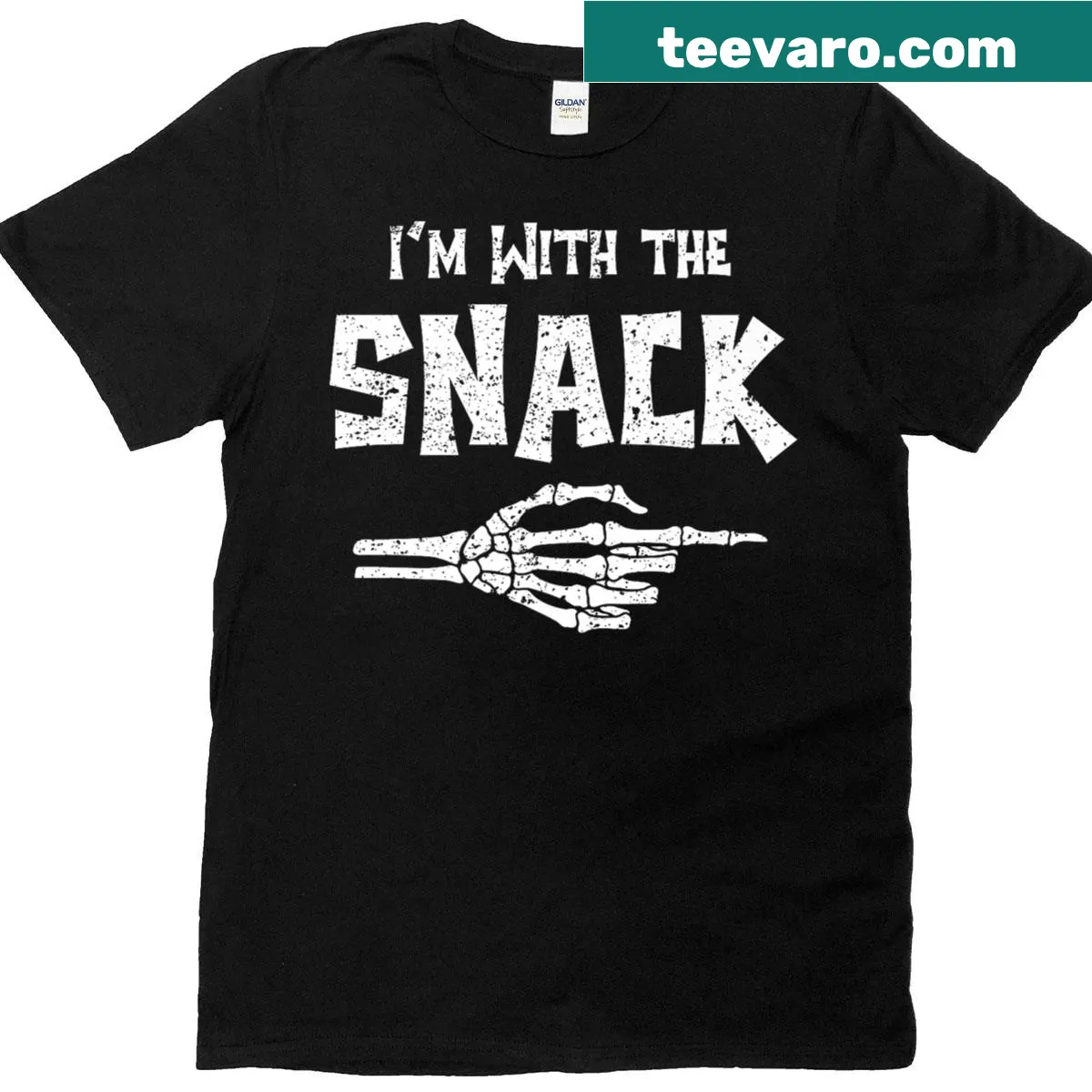 Funny Halloween text 'I'm With Snack' for couples — on a men's t-shirt