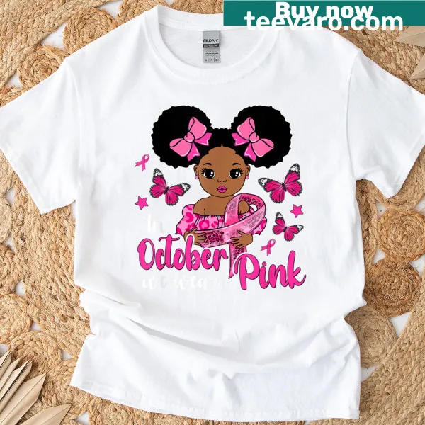 Breast cancer awareness t-shirt for kids featuring supportive text and design