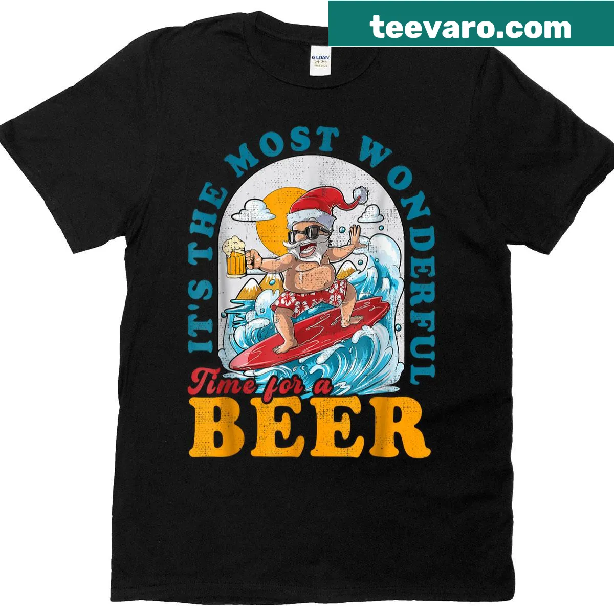 Festive text about Christmas in July featuring Santa — on a men's t-shirt