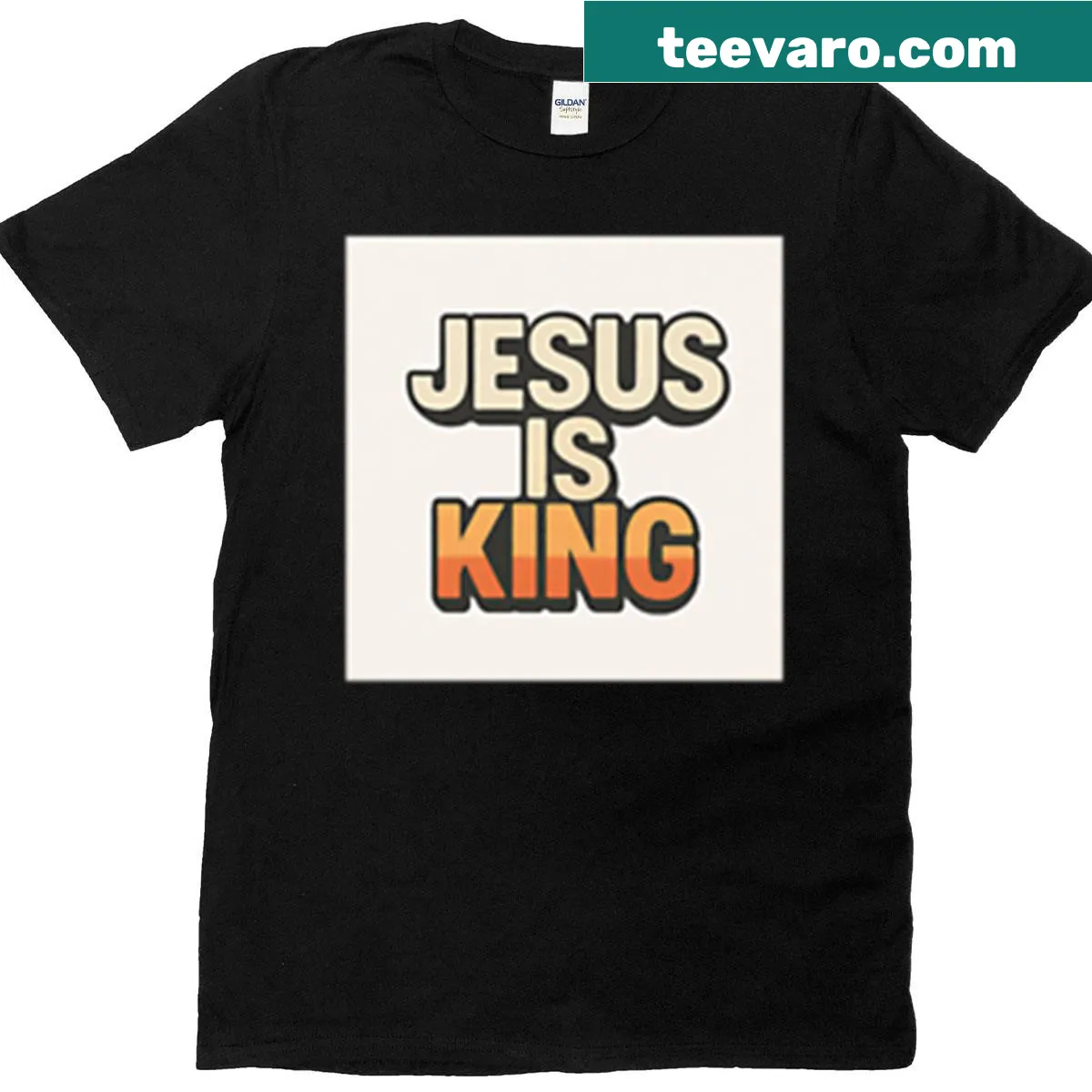 T-shirt featuring the phrase Jesus Is King — on a men's t-shirt
