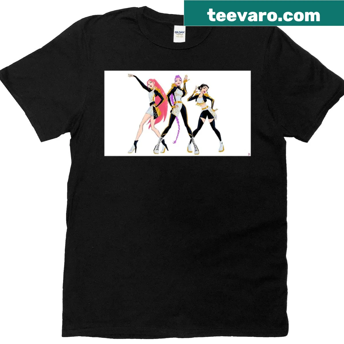 K-pop themed shirt showcasing playful demon slayer graphics — on a men's t-shirt