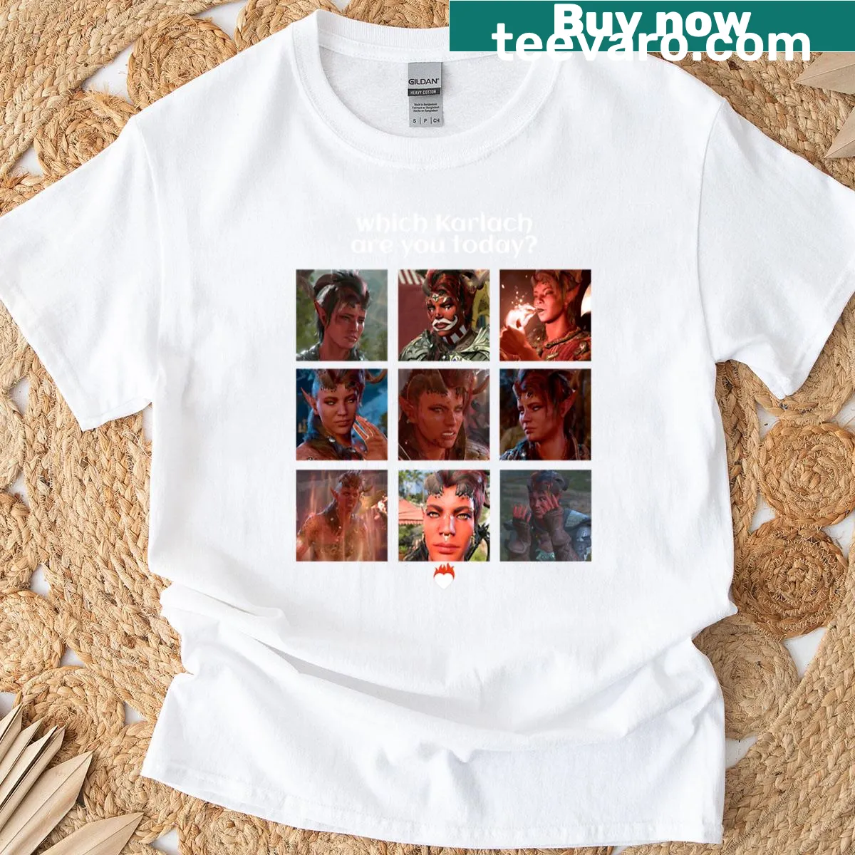 Funny cartoon T-shirt featuring Karlach from Baldur's Gate 3 — on a men's t-shirt