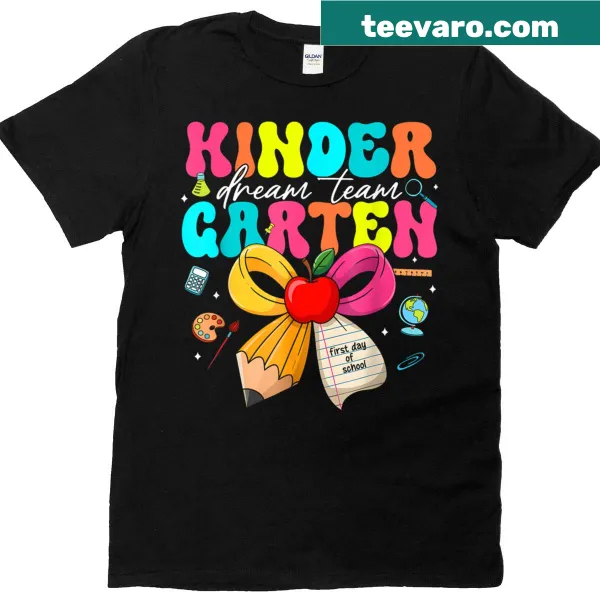 Illustrated Kindergarten Dream Team graphic on t-shirt