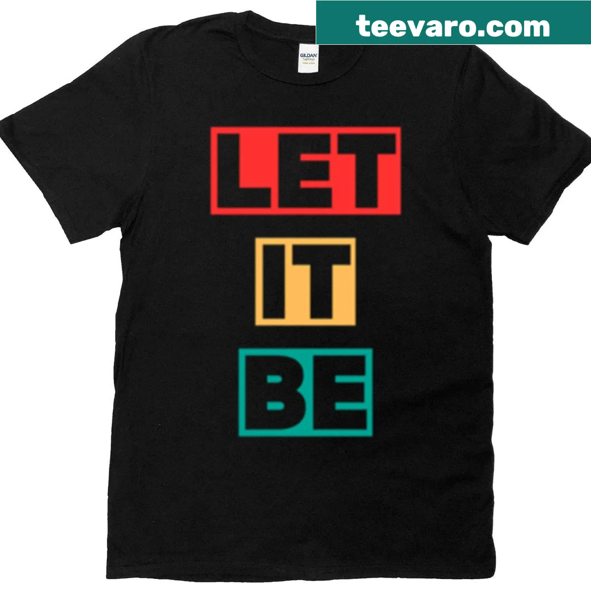 Inspirational t-shirt featuring the phrase 'Let It Be' in elegant typography — on a men's t-shirt