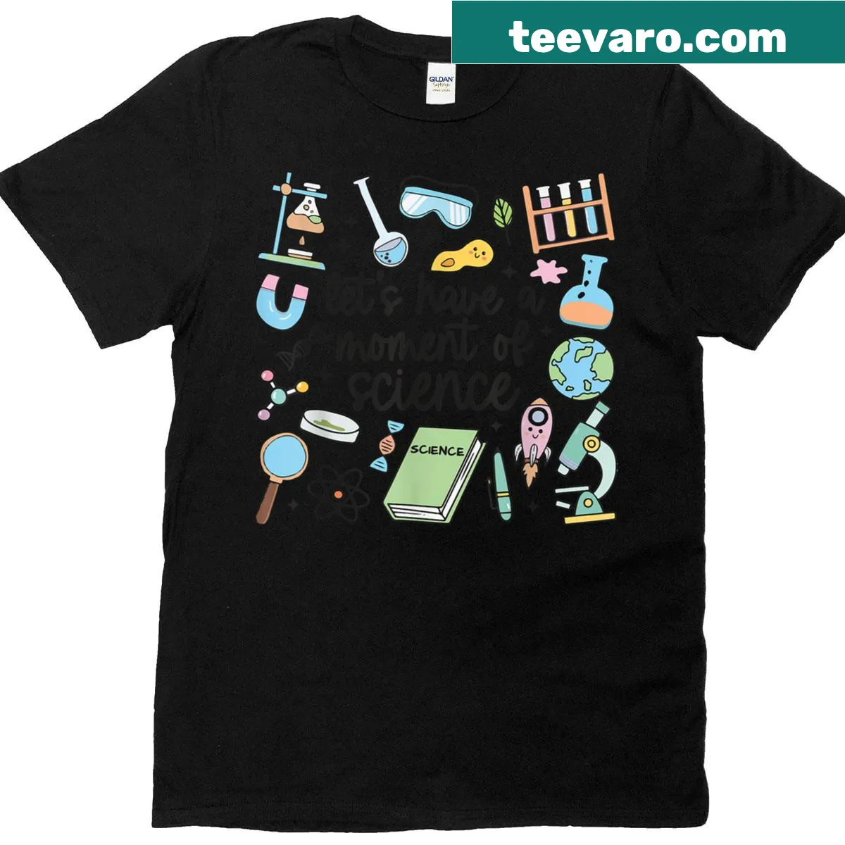 Cute cartoon t-shirt for science lovers featuring funny scientists — on a men's t-shirt