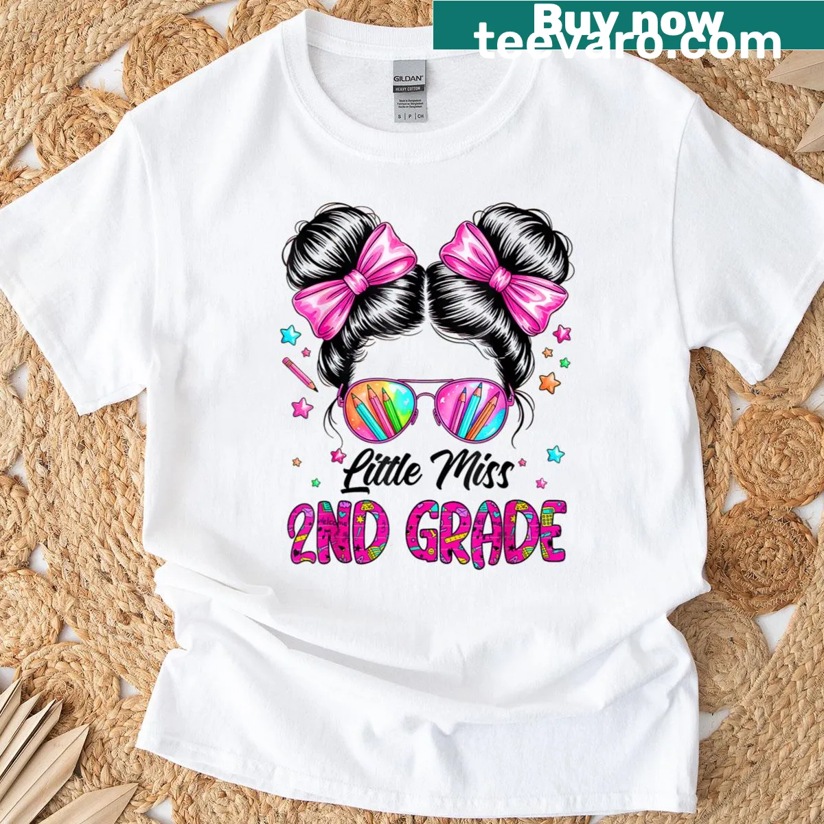 Cute design with the phrase 'Little Miss 2nd Grade' for teachers — on a men's t-shirt