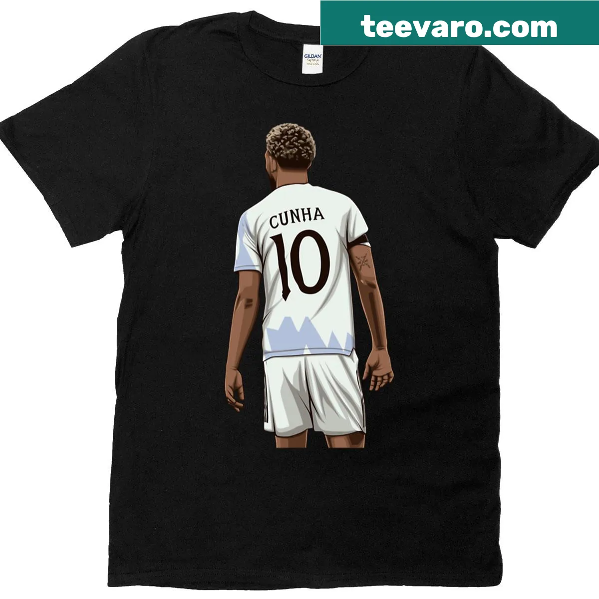 Graphic tribute to Matheus Cunha on T-shirt — on a men's t-shirt