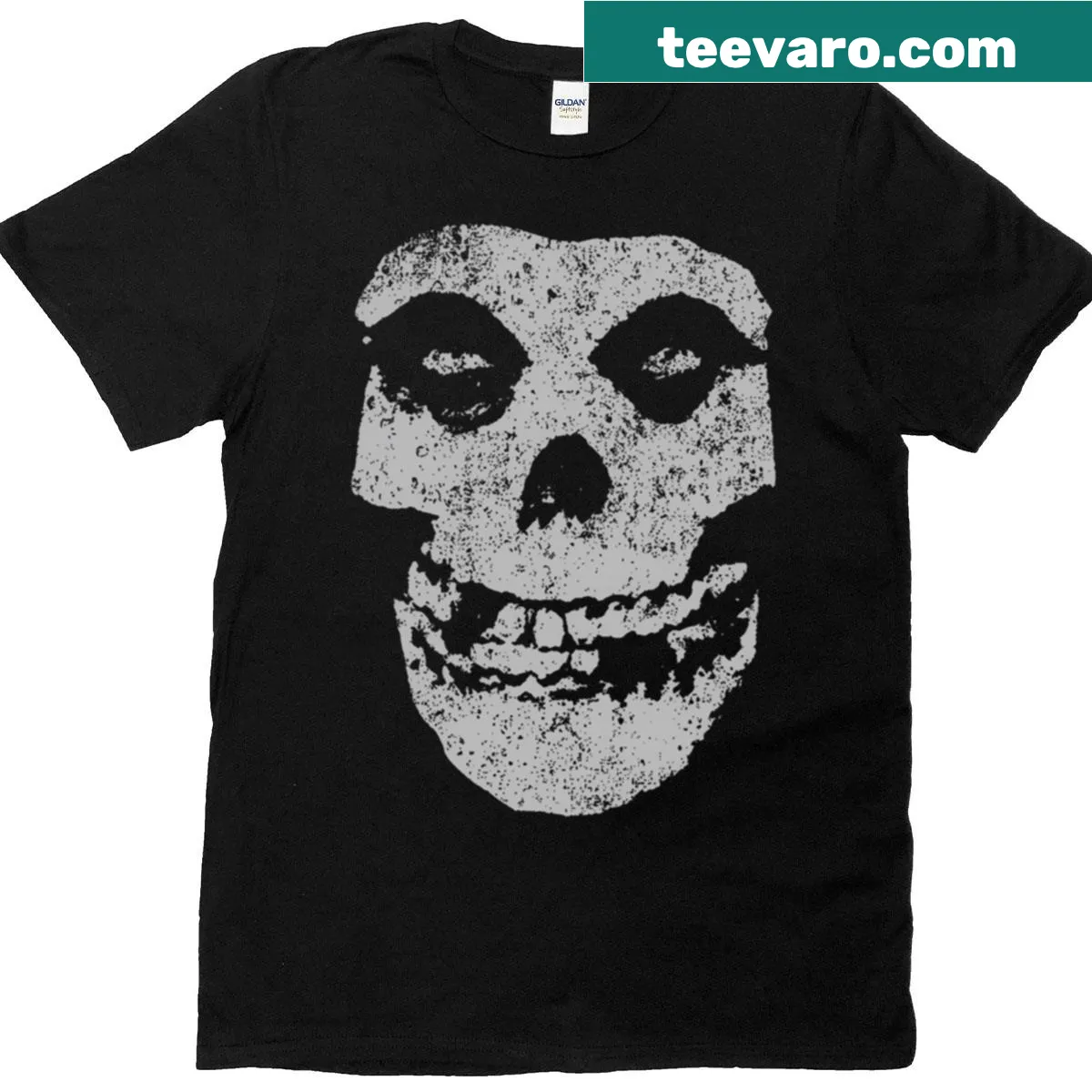Vintage punk rock style t-shirt with edgy graphics and flowy cut — on a men's t-shirt