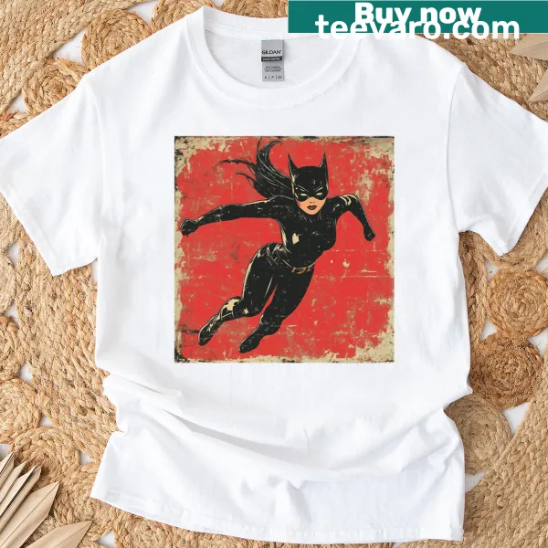 Vintage-style T-shirt featuring the character Miss Fury from comics