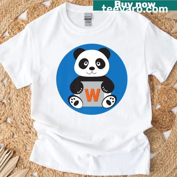 Cute panda design with monogram W on T-shirt