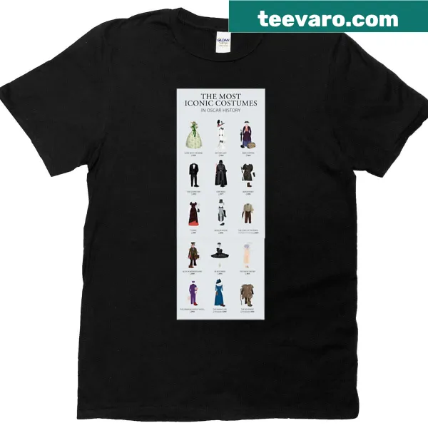 Illustrative T-shirt celebrating iconic movie costumes from film history
