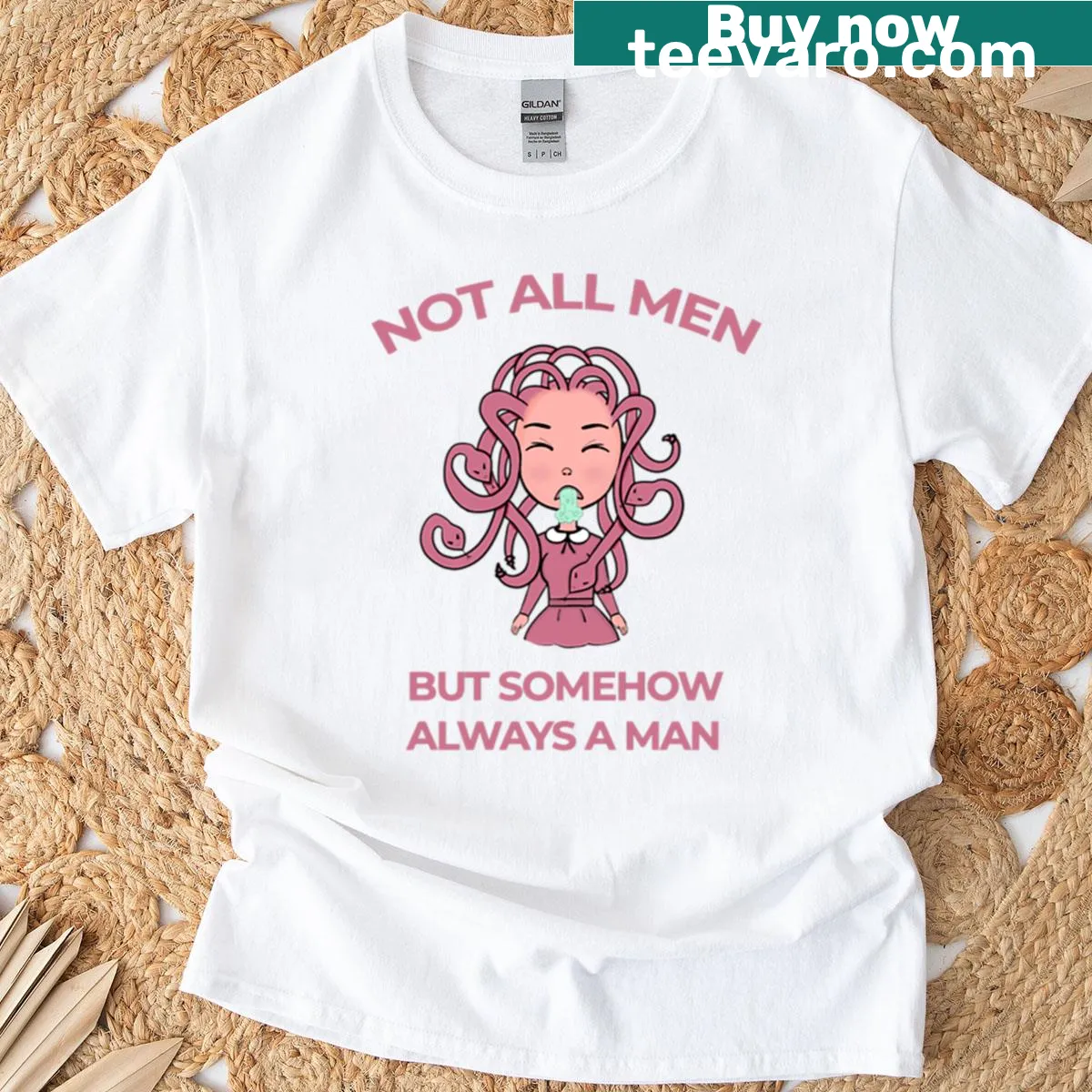 T-shirt with a bold text about gender awareness — on a men's t-shirt