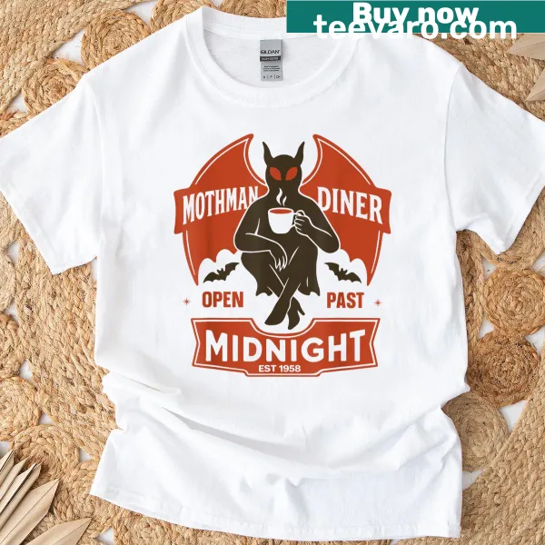 Mothman diner graphic on funny T-shirt