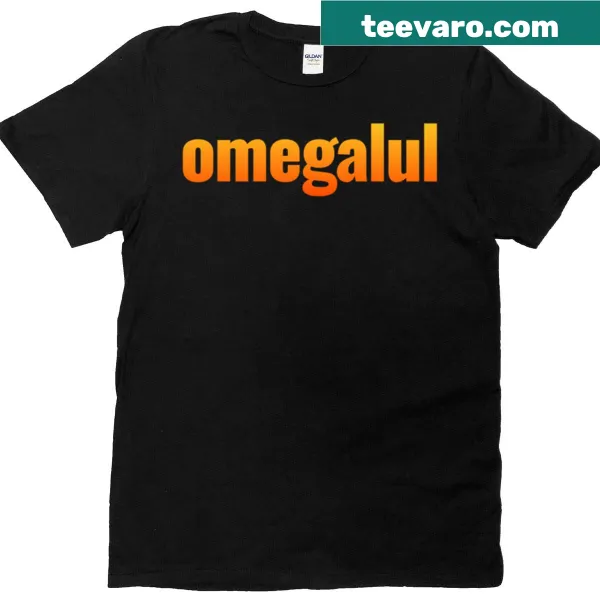Bright orange T-shirt with the text 'Omegalul' for gamers