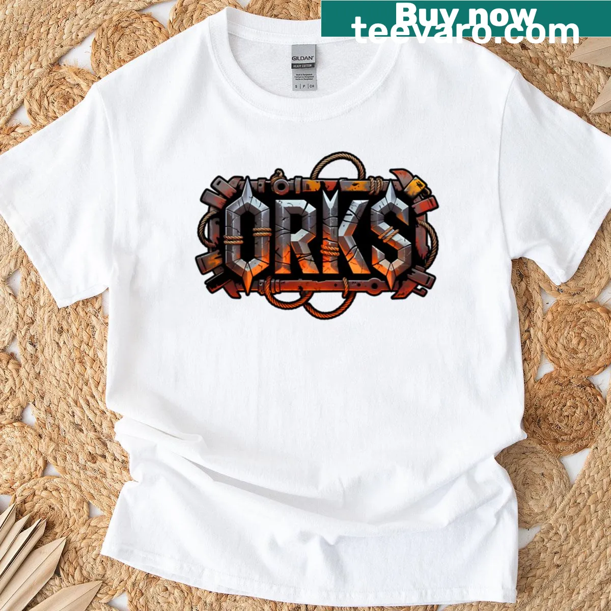 T-shirt featuring Ork imagery from Warhammer 40K — on a men's t-shirt
