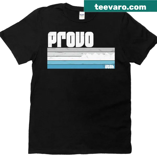 Retro T-shirt featuring skiing and snowboarding design for Provo