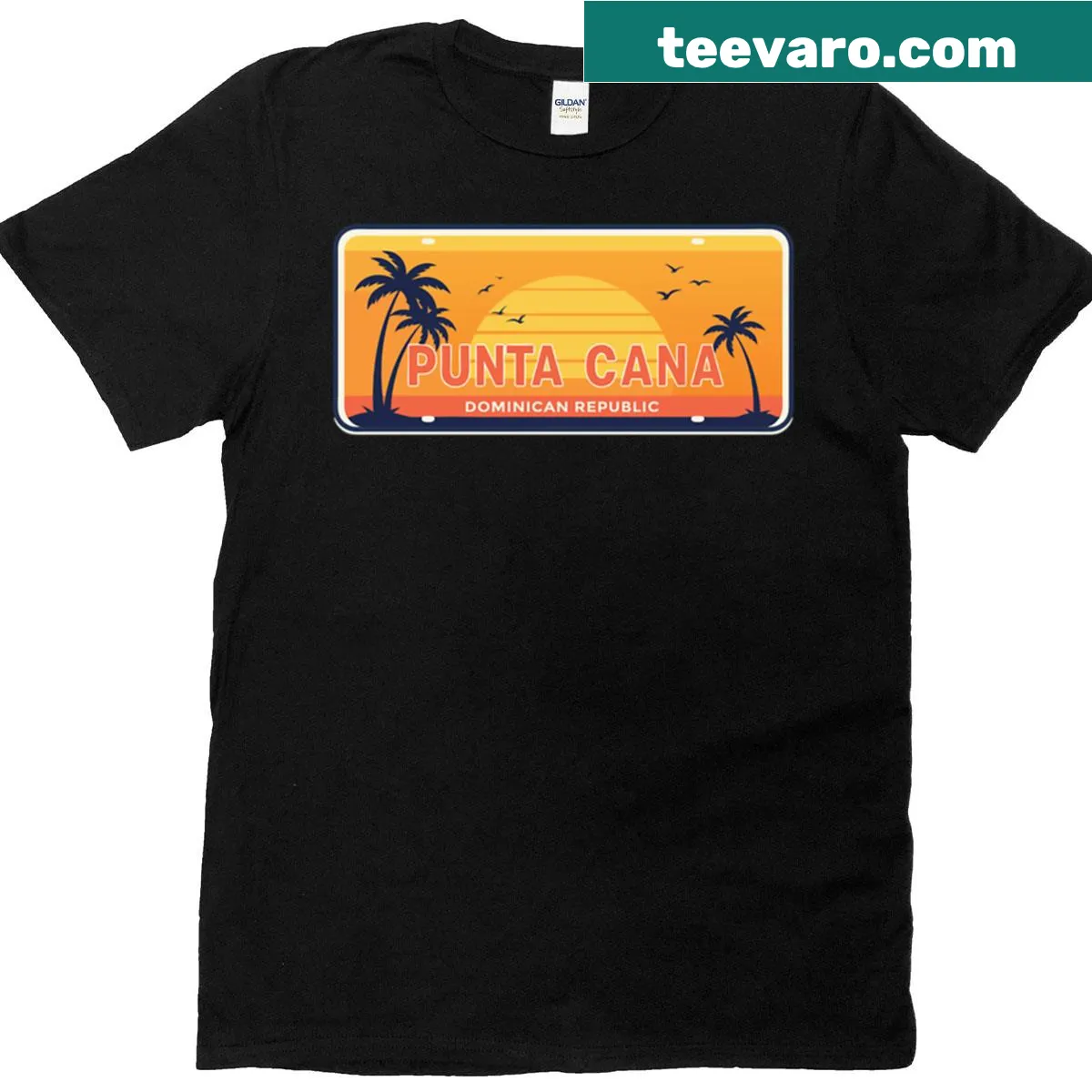 Illustrated T-shirt showcasing Punta Cana beaches and resorts — on a men's t-shirt