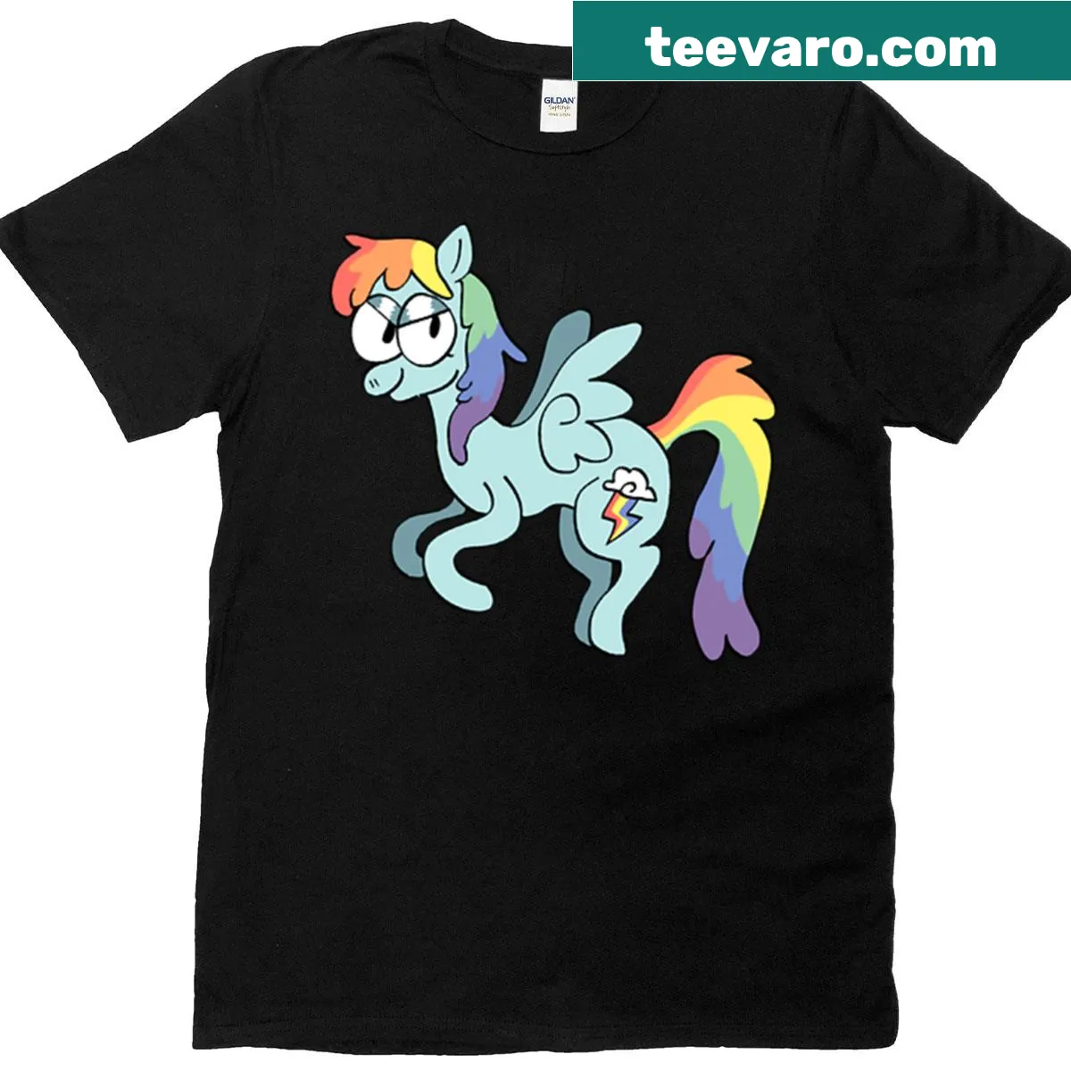 Rainbow Dash cartoon t-shirt for My Little Pony fans — on a men's t-shirt