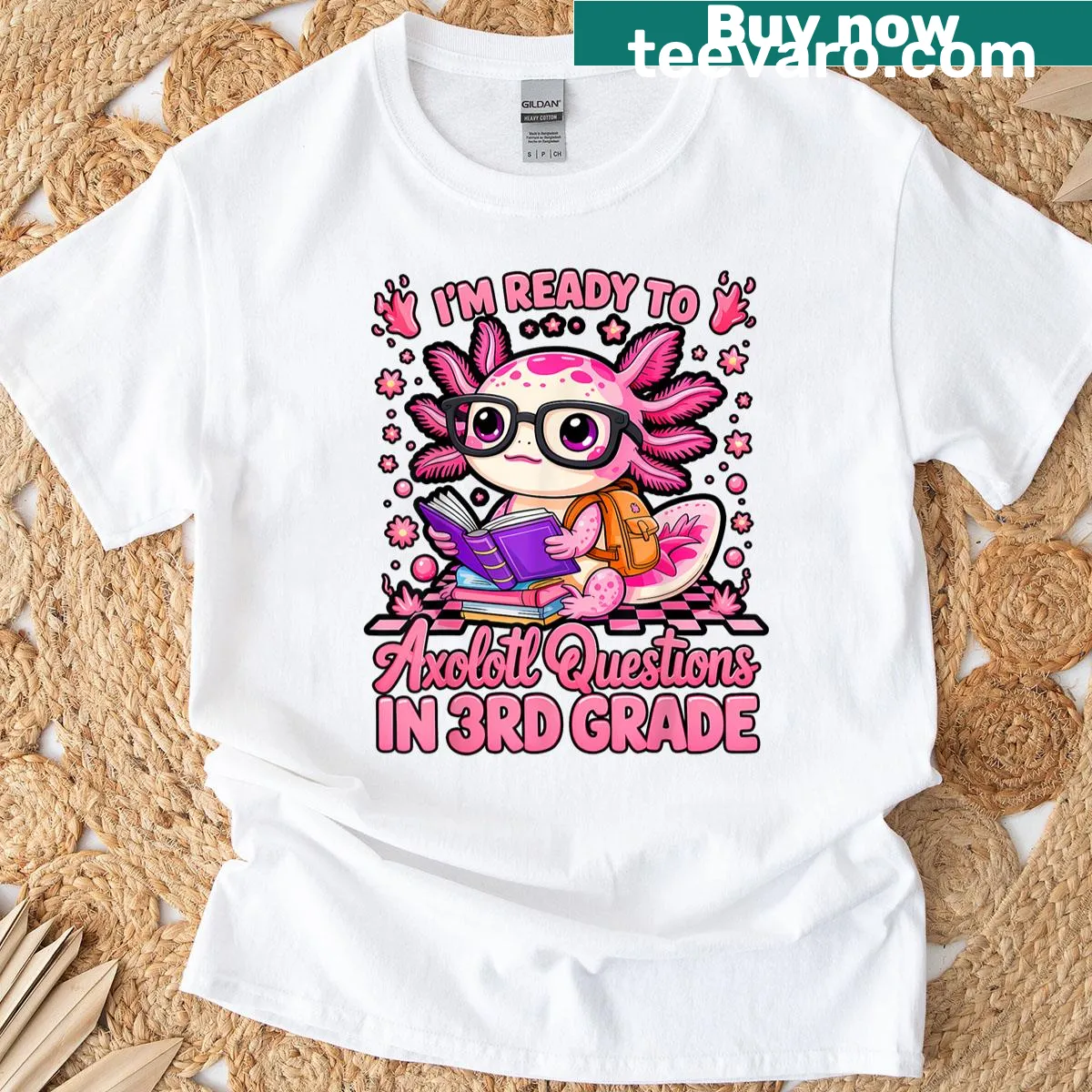 T-shirt with axolotl graphic and question about 3rd grade readiness — on a men's t-shirt