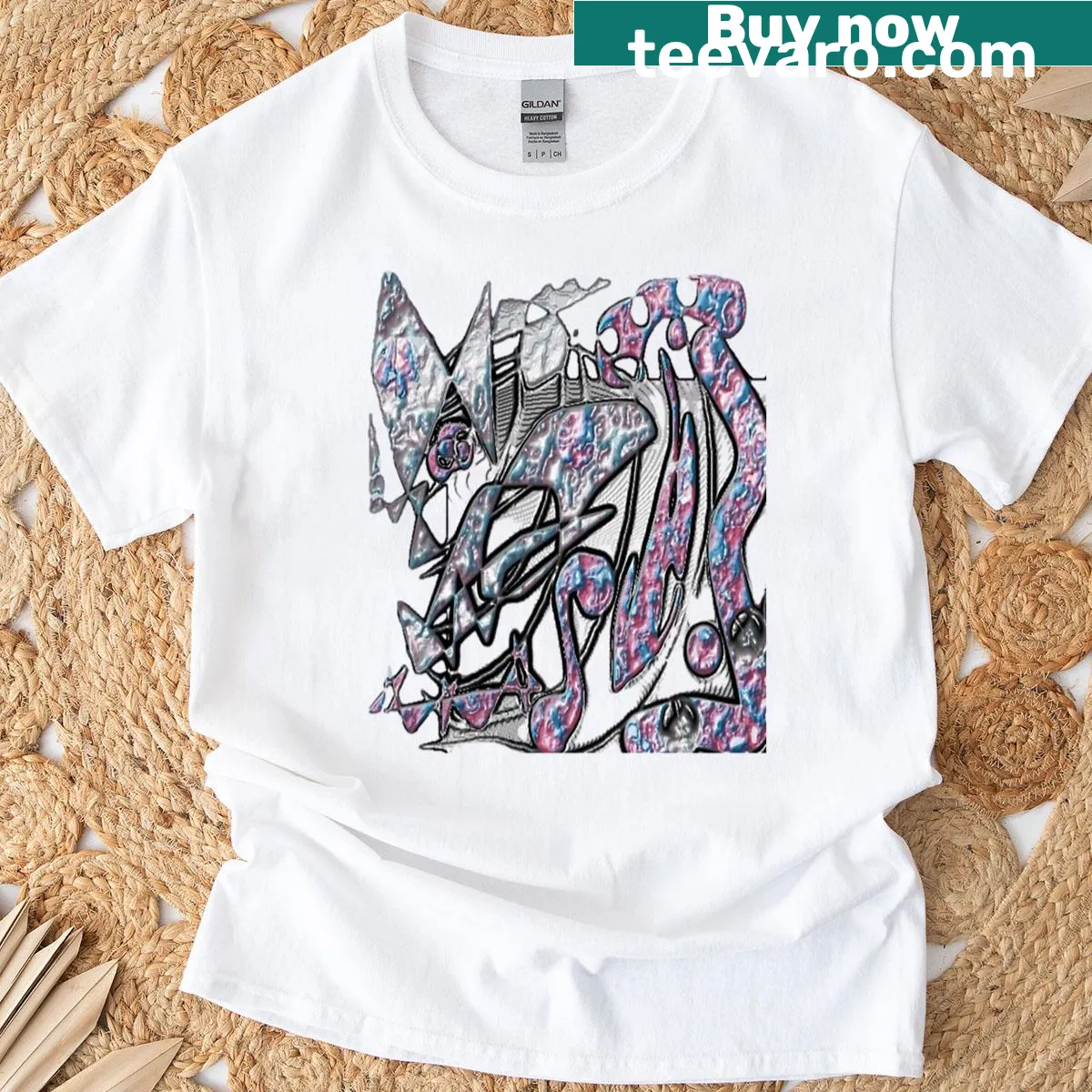 Abstract design representing records in dark plaster on a T-shirt — on a men's t-shirt