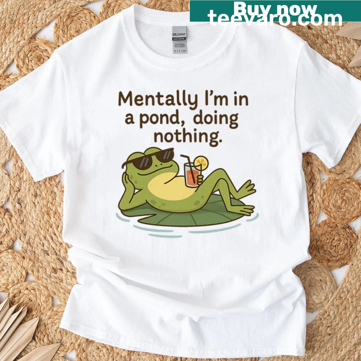 Playful frog graphic with 'Don't Talk To Me Today' text on a T-shirt — on a men's t-shirt
