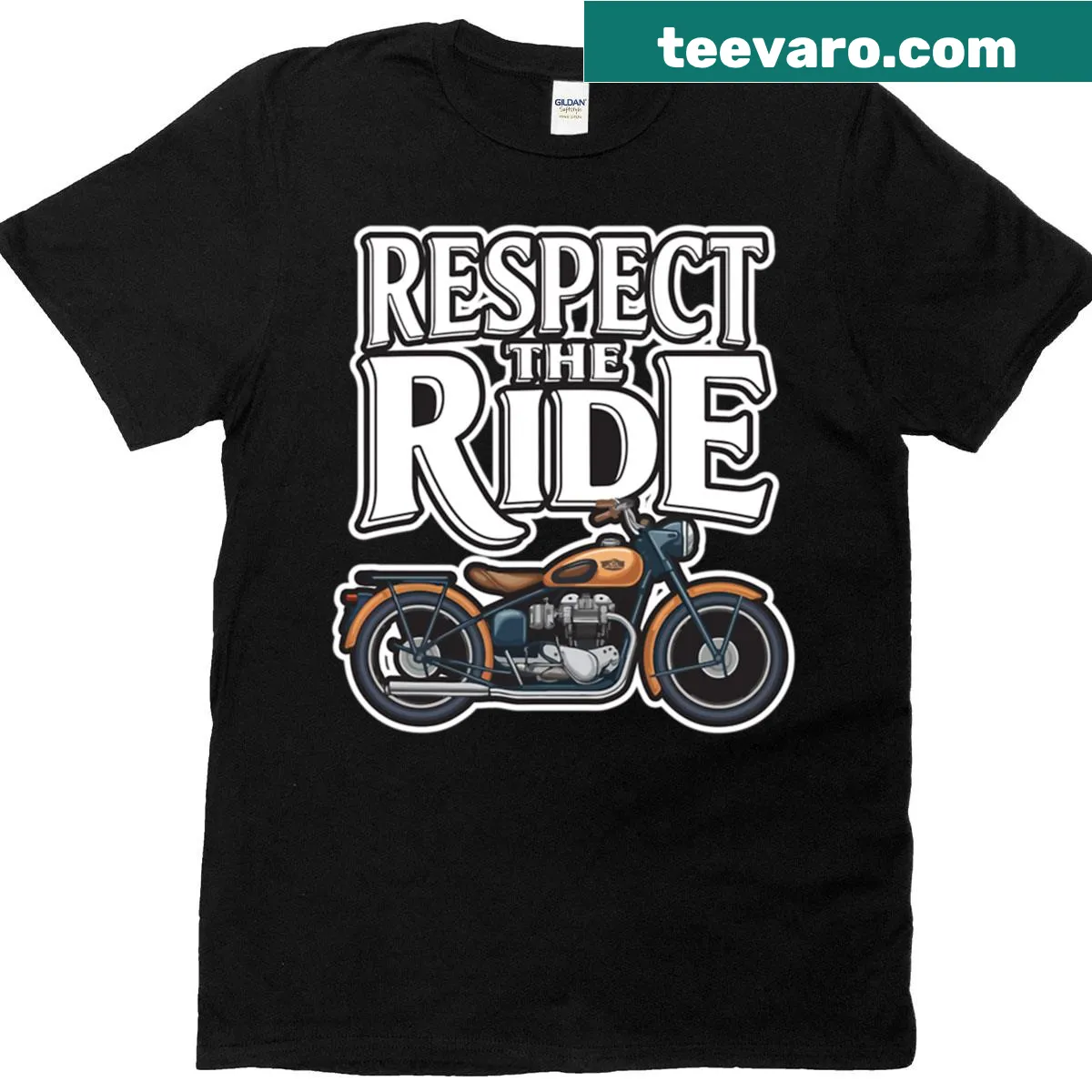 Motorcycle-themed t-shirt with bold quotes and illustration. — on a men's t-shirt