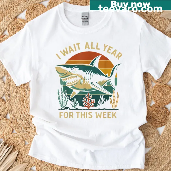 Retro shark lovers t-shirt with a humorous fishing slogan