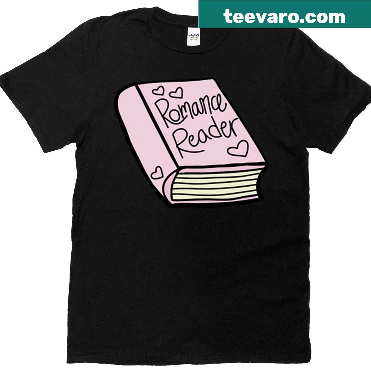 Romance Reader T-shirt with elegant typography celebrating love stories — on a men's t-shirt