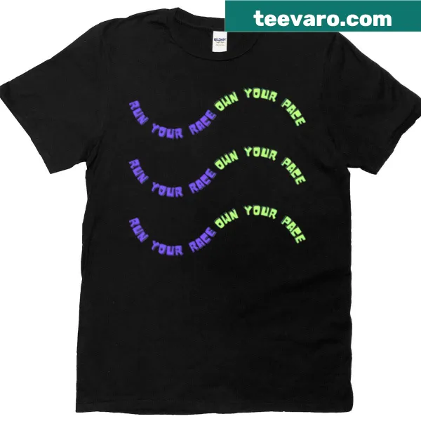 Retro motivational quote T-shirt with 'Run Your Race Own Your Pace'