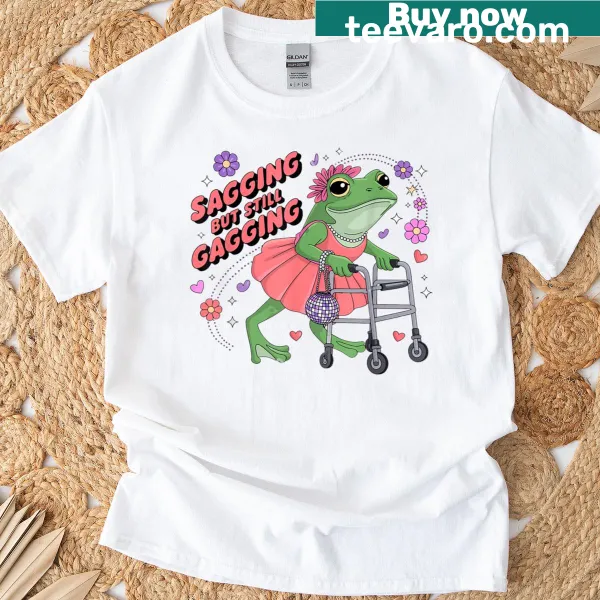 Funny T-shirt featuring a cartoon frog and a humorous phrase