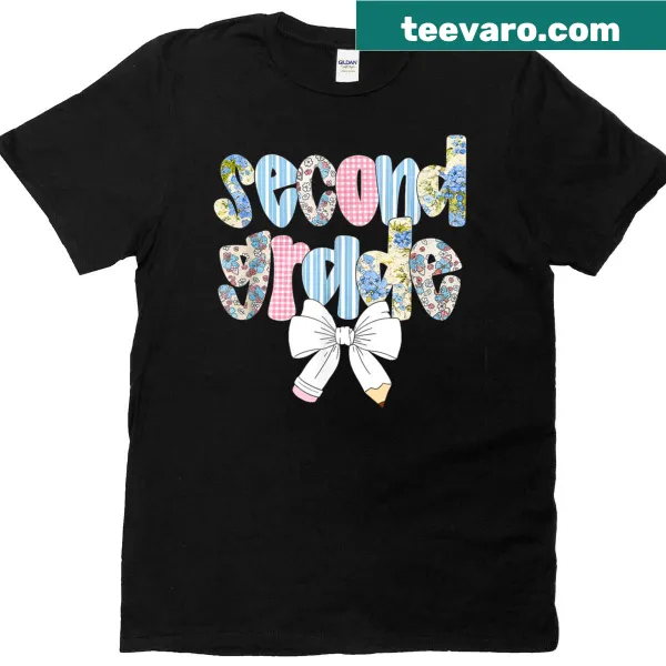 Adorable T-shirt for girls featuring a bow and pencil design for back to school