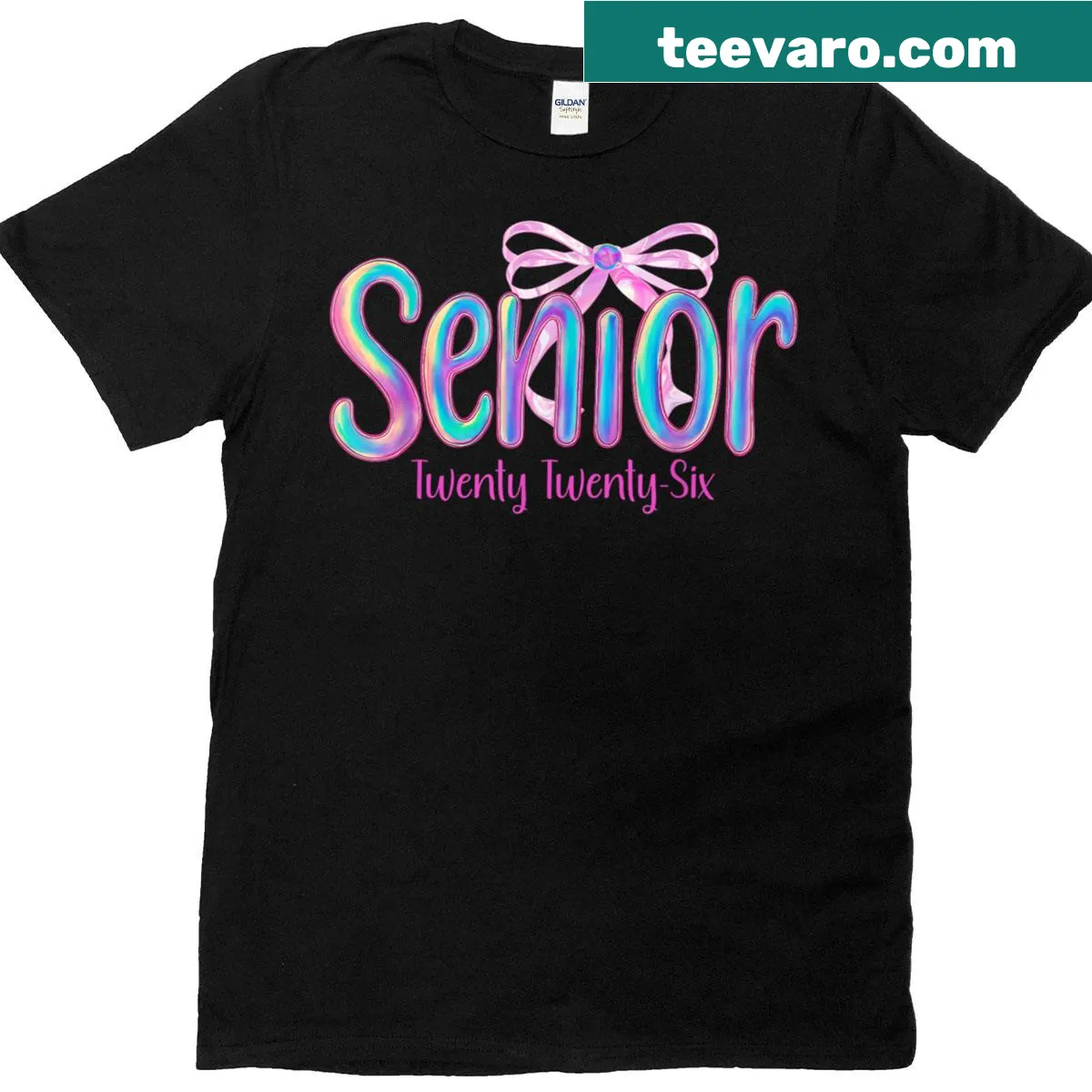 Graduation T-shirt for Senior Class 2026 with bow design — on a men's t-shirt